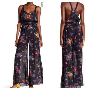 Free People One "MOONLIGHT GARDEN"  Floral Tank, Elastic Waistband Jumpsuit | m
